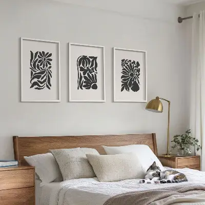 Abstract plant patterns wall art set of 3 framed pieces