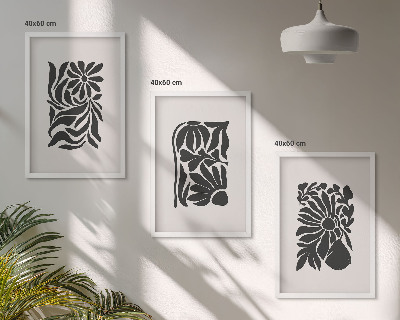 Set of 3 framed wall art pieces Abstract plant patterns
