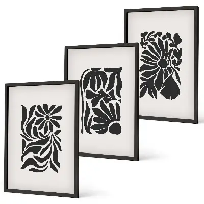 Abstract plant patterns wall art set of 3 framed pieces