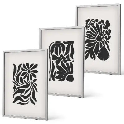 Abstract plant patterns wall art set of 3 framed pieces