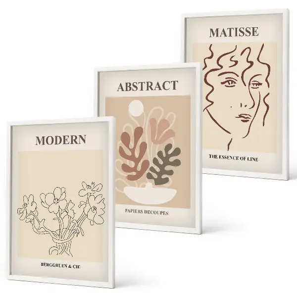 Modern plant lines wall art three-piece set