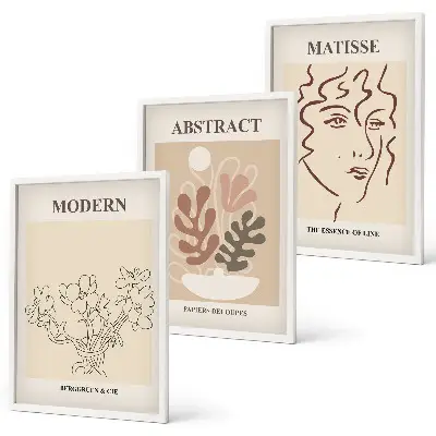 Modern plant lines wall art three-piece set