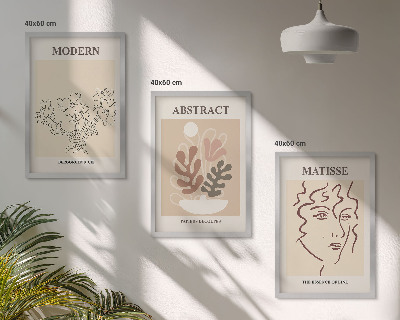 Three-piece wall art piece Modern plant lines