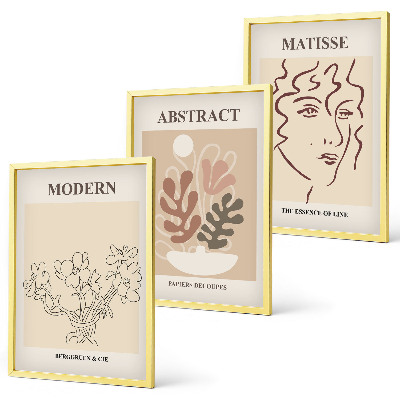 Three-piece wall art piece Modern plant lines