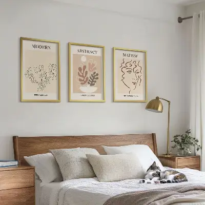 Modern plant lines wall art three-piece set