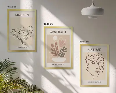 Modern plant lines wall art three-piece set