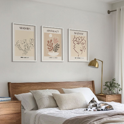 Three-piece wall art piece Modern plant lines