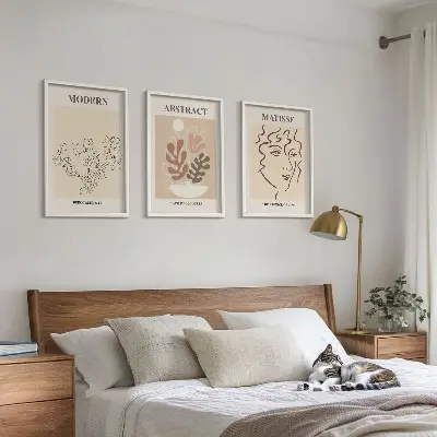 Modern plant lines wall art three-piece set