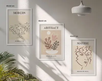 Modern plant lines wall art three-piece set