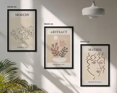 Modern plant lines wall art three-piece set