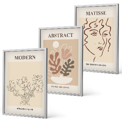 Three-piece wall art piece Modern plant lines