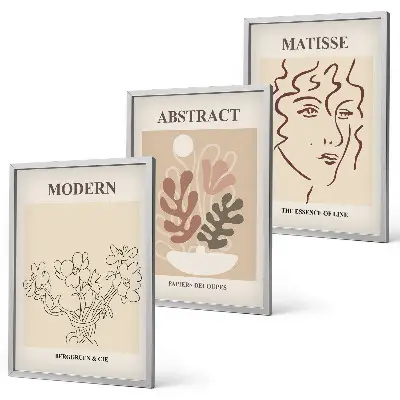 Modern plant lines wall art three-piece set