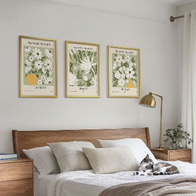 Wall art set Floral patterns London Tokyo Dublin