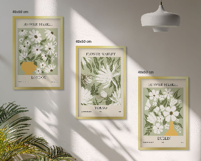 Wall art set Floral patterns London Tokyo Dublin