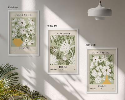 Wall art set Floral patterns London Tokyo Dublin