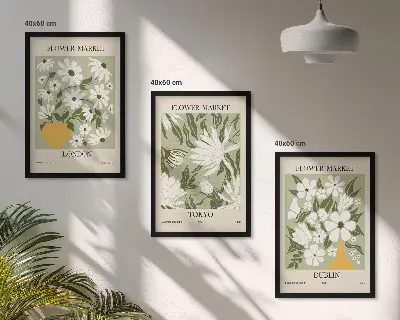 Floral patterns wall art set featuring London Tokyo and Dublin designs