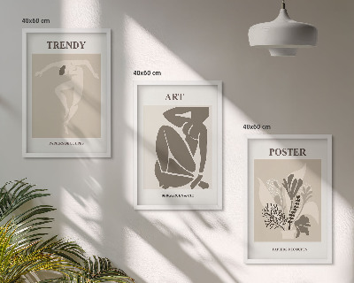 Three-piece wall art piece Matisse's Plant Figures