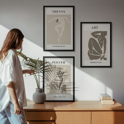 Three-piece wall art piece Matisse's Plant Figures