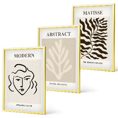 Matisse face and leaves wall art set of 3 framed pieces