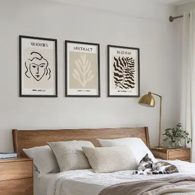 Matisse face and leaves wall art set of 3 framed pieces