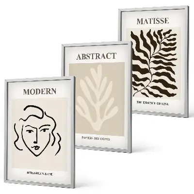 Matisse face and leaves wall art set of 3 framed pieces
