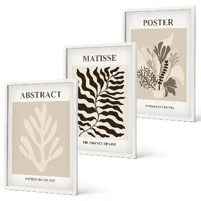 Wall art set with beige and brown plant patterns