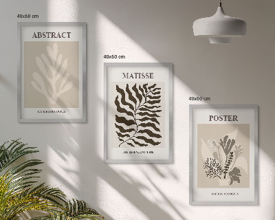 Wall art set Beige brown plant patterns