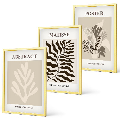 Wall art set Beige brown plant patterns