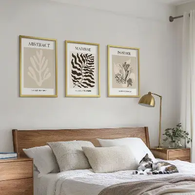 Wall art set with beige and brown plant patterns