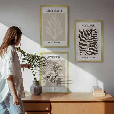 Wall art set Beige brown plant patterns