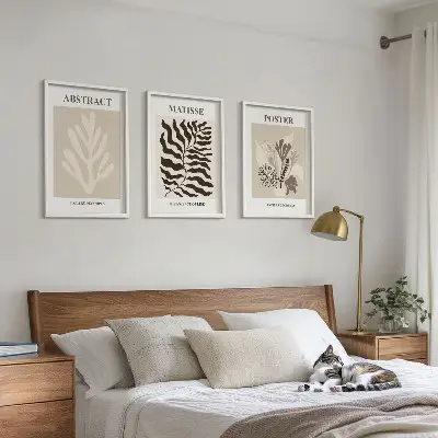 Wall art set with beige and brown plant patterns