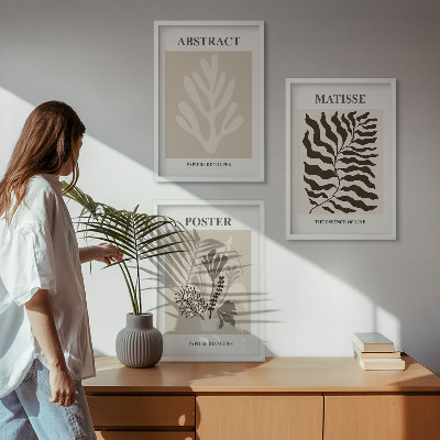 Wall art set Beige brown plant patterns