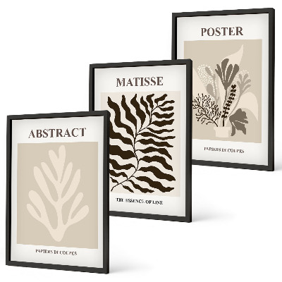 Wall art set Beige brown plant patterns