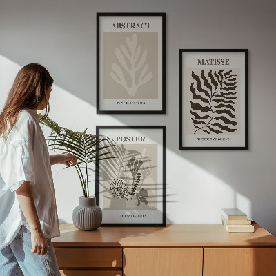 Wall art set Beige brown plant patterns