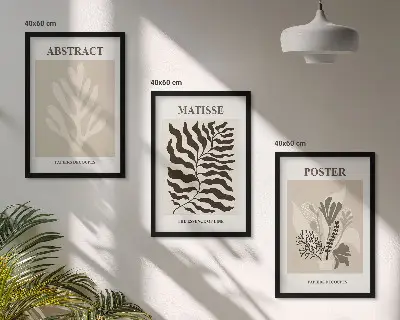 Wall art set with beige and brown plant patterns