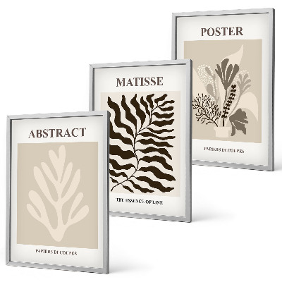 Wall art set Beige brown plant patterns