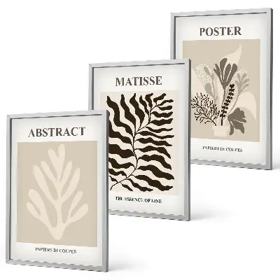 Wall art set with beige and brown plant patterns