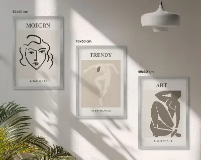 Three-piece wall art piece Abstract portraits colors