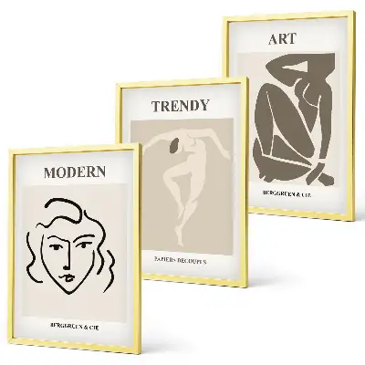 Three-piece abstract portrait wall art in colorful tones