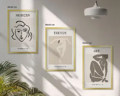 Three-piece wall art piece Abstract portraits colors