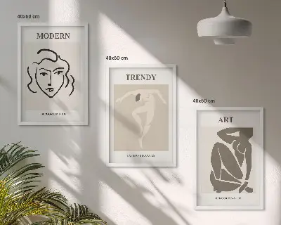 Three-piece wall art piece Abstract portraits colors