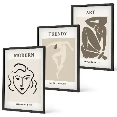 Three-piece wall art piece Abstract portraits colors