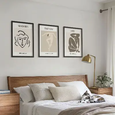 Three-piece abstract portrait wall art in colorful tones