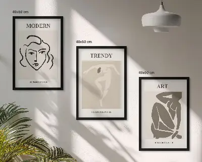 Three-piece abstract portrait wall art in colorful tones
