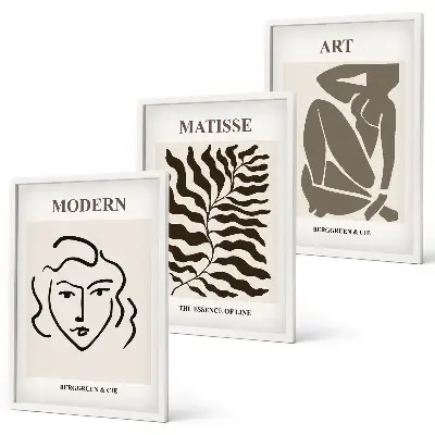 Wall art set stylish graphics with lines and characters
