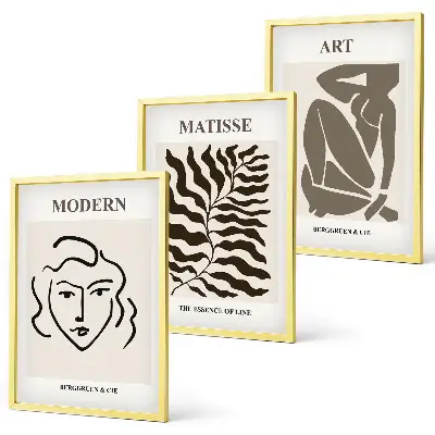 Wall art set stylish graphics with lines and characters