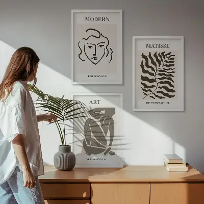 Wall art set Stylish graphics, lines, characters
