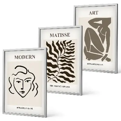 Wall art set stylish graphics with lines and characters