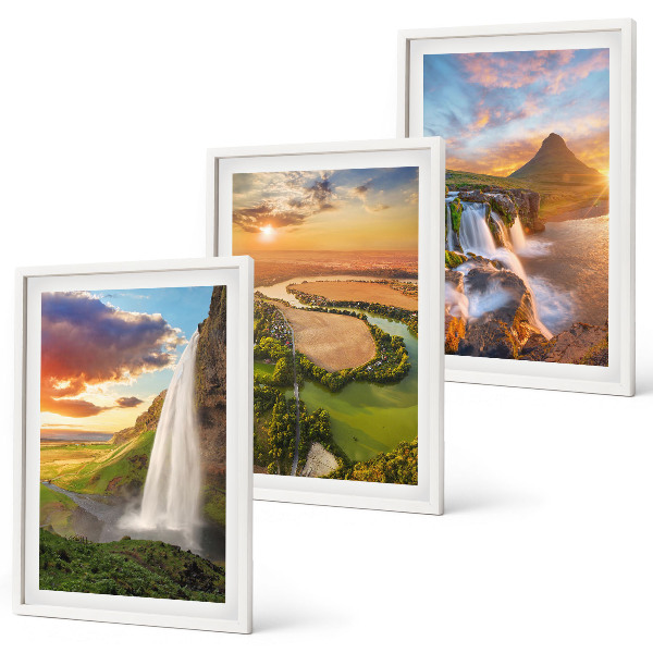 Three-piece wall art piece Waterfalls landscapes west