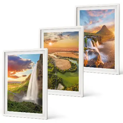 Three-piece waterfall landscape wall art west view